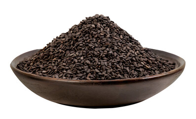 Black Sesame Seeds or Sesamum indicum seeds on transparent background.
