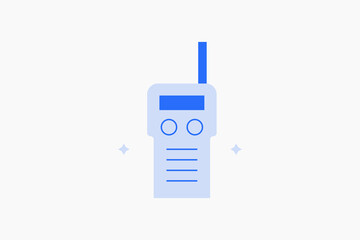 Geometric Walkie talkie illustration in flat style design. Vector illustration. Duotone blue icon.