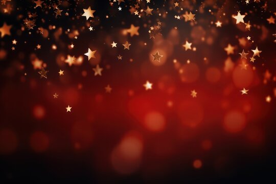Shimmering Christmas Stars on a Vibrant Red Background