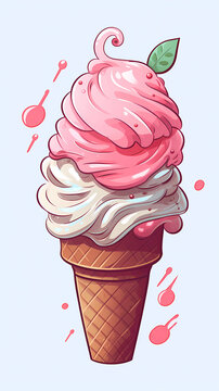 Hand drawn cartoon delicious ice cream illustration
