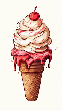 Hand drawn cartoon delicious ice cream illustration
