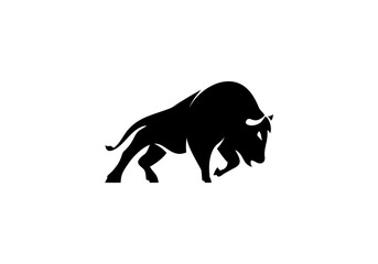 buffalo, wild, icon, bull, vector, logo, animal, farm, horn, illustration, silhouette, design, cow, bison