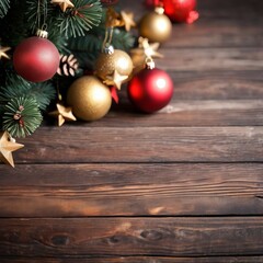 Christmas Decoration With Wooden Table, Christmas Tree, Christmas