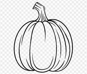 Vector illustration of a hand-drawn pumpkin in a brush-style, isolated on a transparent PNG background. Perfect for Halloween party backgrounds, poster templates, brochures, online ads.