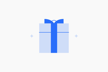 Geometric gift  illustration in flat style design. Vector illustration. Duotone blue icon.