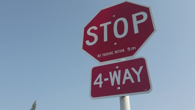 Stop sign in small town