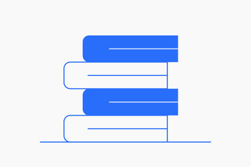 Geometric books illustration in flat style design. Vector illustration. Duotone blue icon.