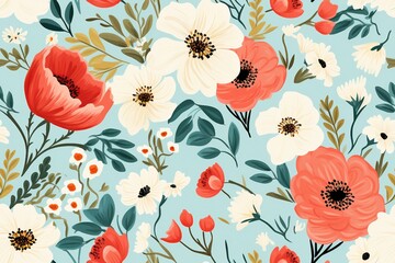 seamless pattern design of summer floral. natural concept. generative ai.