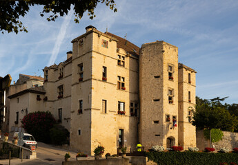 Traditional buildings in the Old town of Chateau-Arnoux-Saint-Auban. Provence region, France