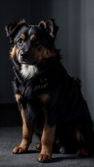 Photo of a dog with curly hair in studio light