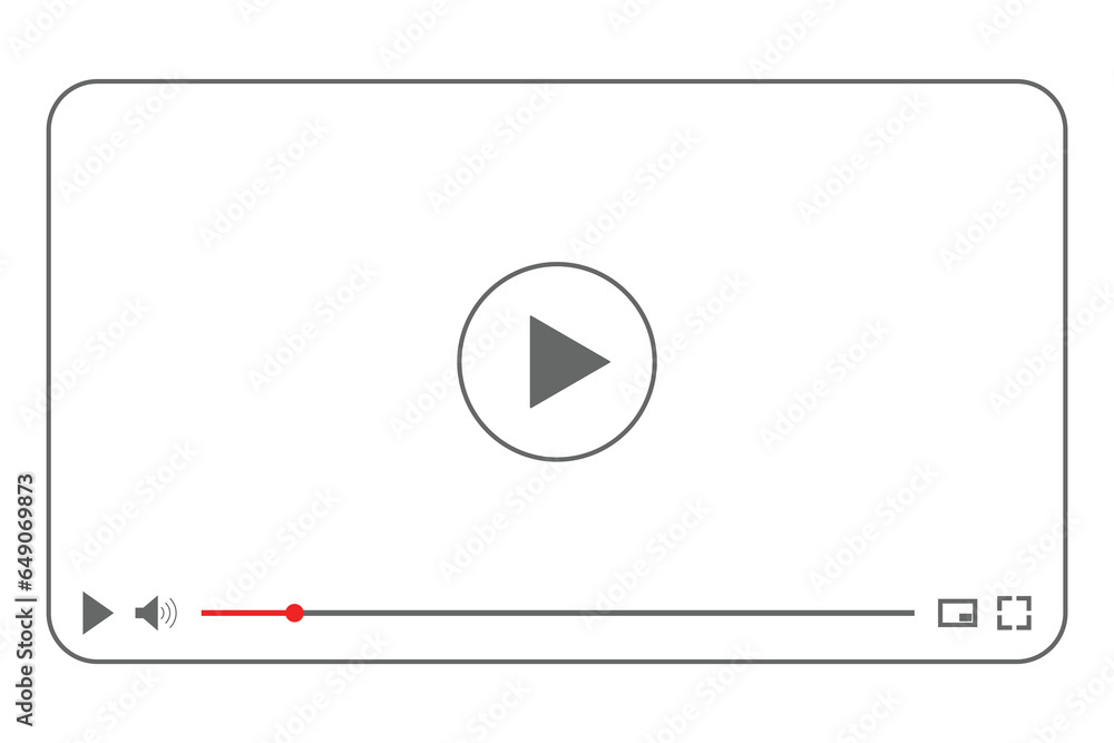 Aufkleber multimedia video player with a play button, online video window with navigation icons, streaming on 