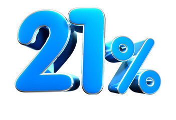 Sky blue 21 Percent 3d illustration. Advertising signs. Product design. Product sales.