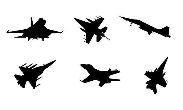 Jet fighter silhouettes vector image -  planes silhouettes vector illustration