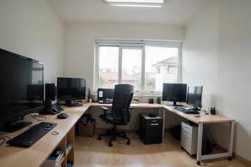 Futuristic Workspace Where Innovation Meets Efficiency. AI Generated.