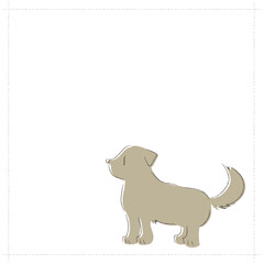 シンプルなタッチで横向きの可愛い犬が立っている様子を描いたベクターイラスト