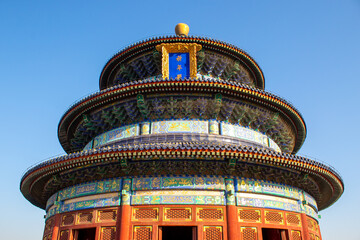 Temple of heaven on the blue sky background in Beijing, China