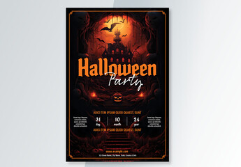 Halloween Party Poster with AI Generated Illustration