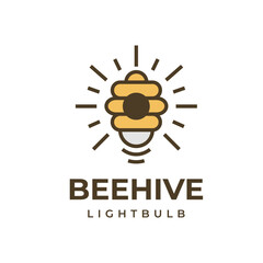 Beehive lightbulb logo vector icon illustration