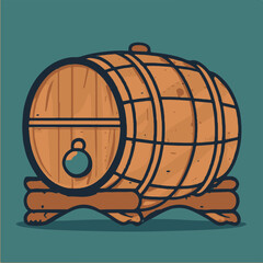 wooden old barrel silhouette, vector style.  Icon. Cartoon. Storage of alcohol. Cartoon style. Illustration for design and decoration.