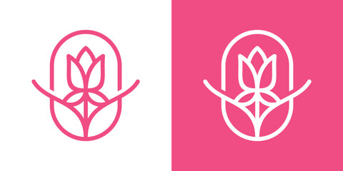 Rose flower inspired logo design made in a minimalist line style.