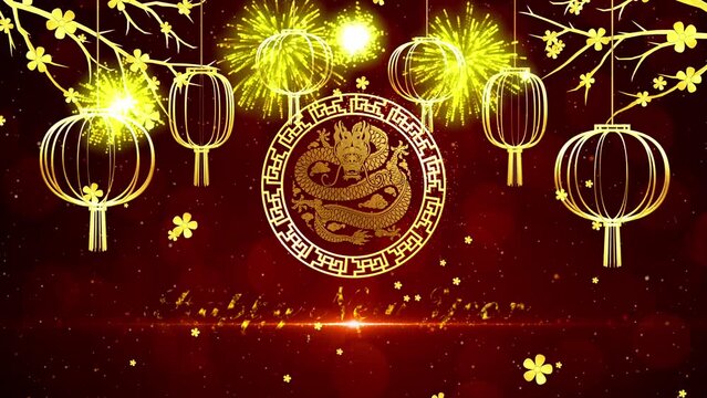 dragon newwHappy new year 2024, year of the dragon, Background, Lantern Decoration Vector Design.