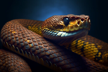 Fototapeta premium portrait of a 3d poisonous snake