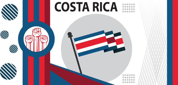 Costa Rica national day banner with flag colors ,national day celebrations creative background images.eps