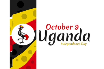October 9, Independence day of Uganda vector illustration. Suitable for greeting card, poster and banner.