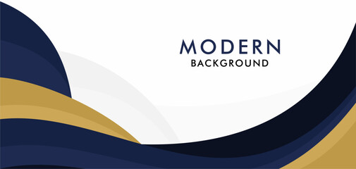 Blue  gold and white business wave banner background