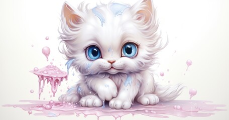 cat with blue eyes on white
