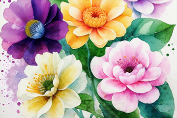 Beautiful colorful watercolor floral illustration