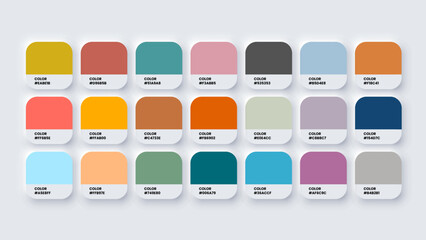 Color Palette, Colour Swatches in RGB, HEX Colors, Bright Colour in HEX Codes Catalog, Paint Palette, Colorful Tones