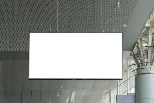 Blank advertising billboard mockup at the airport waiting room. 