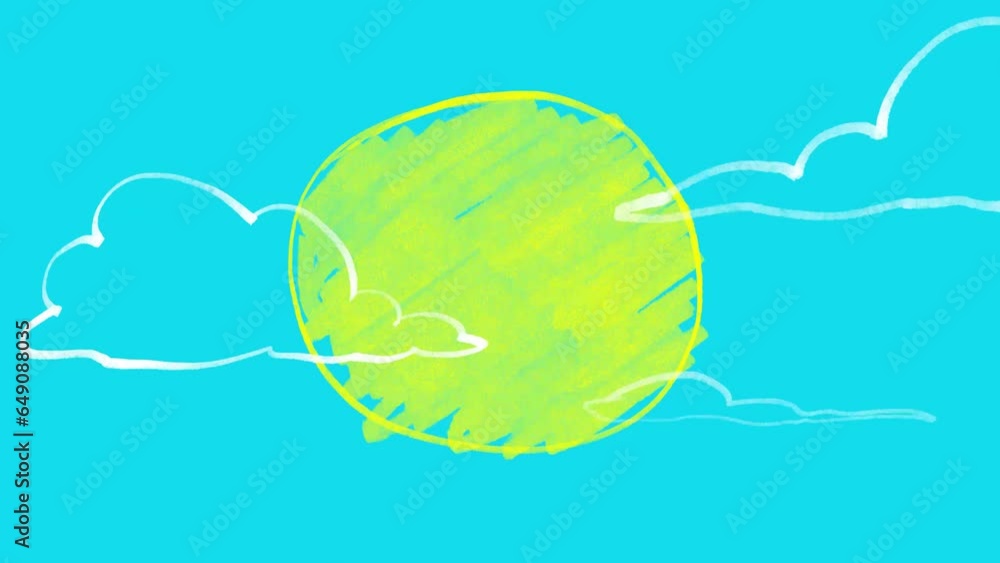 Poster sun and clouds cartoon animation loop
