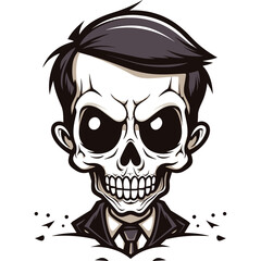 skeleton skull halloween horror vector death, illustration dead tattoo head art face