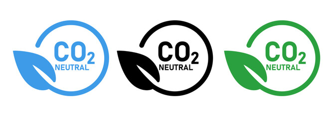 CO2 neutral carbon dioxide symbol label leaf circle tag stamp