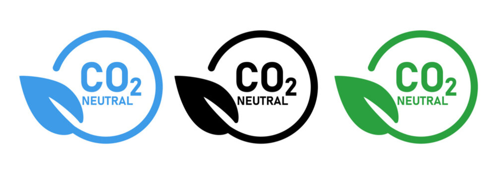 CO2 neutral carbon dioxide symbol label leaf circle tag stamp