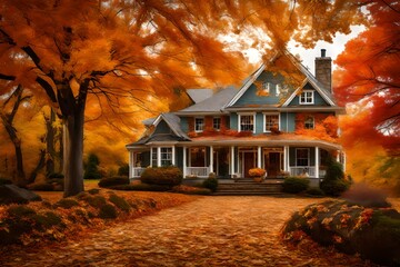 old house in autumn 4k HD quality photo. 
