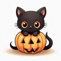 kawaii halloween cat clipart 
