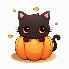kawaii halloween cat clipart 