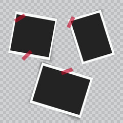 Set of vintage photo frame with adhesive tape. Vector