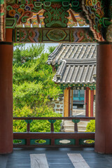 Wooden balcony at Korean palace