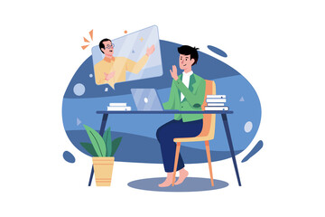 Male Student Attending The Webinar