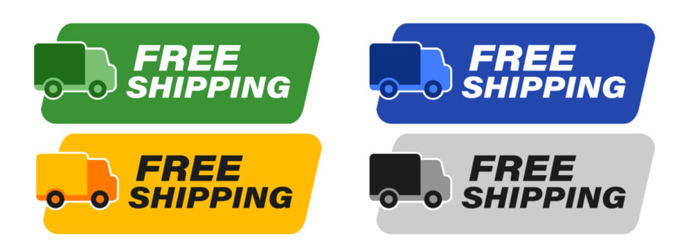 Free delivery graphic online shopping stamp cargo van set collection promo design