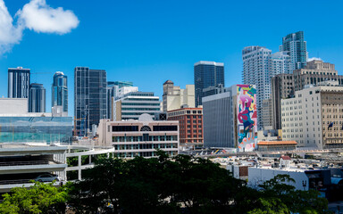Obraz premium Miami, Florida, USA - Miami Worldcenter District as seen from the Metromover.
