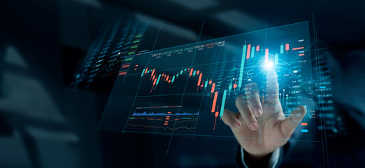 Investment stock market, Graph data and stock market trading, Businessman Analysis data strategy...