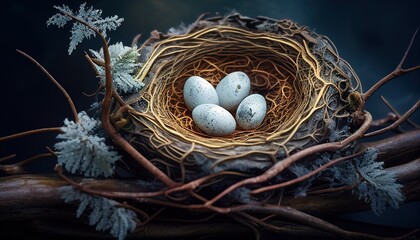 Obraz premium birds nest on a branch