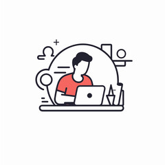 simple logo of working people, vector art