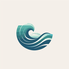 simple logo of ocean wave, vector art