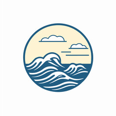 simple logo of ocean wave, vector art